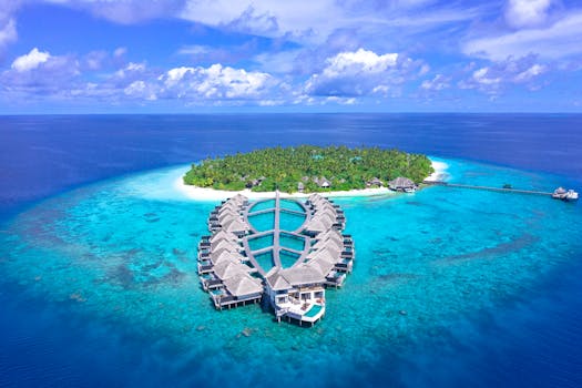Tropical Maldives Coral Lagoon Resort With Overwater Villas